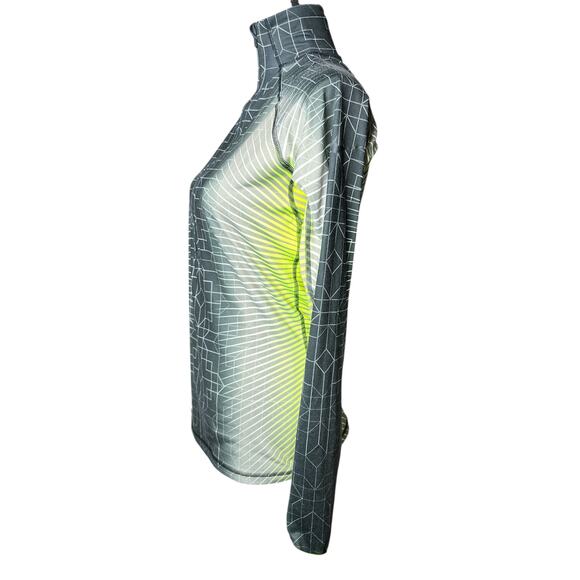 Nike Pro Women's Jacket in Black Yellow Pattern w/Three Quarter Zipper Size M - Picture 3 of 8